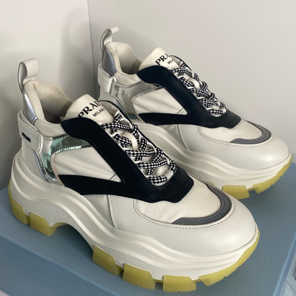 Prada Pegasus Sneakers in Black & White - Picture 2 of 11